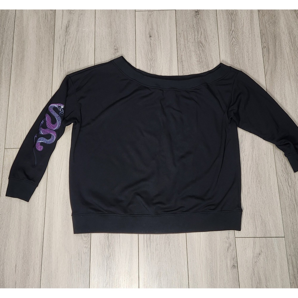 Killstar Womens Black Off Shoulder Sweatshirt Purple Snake Embroidery Goth 4XL